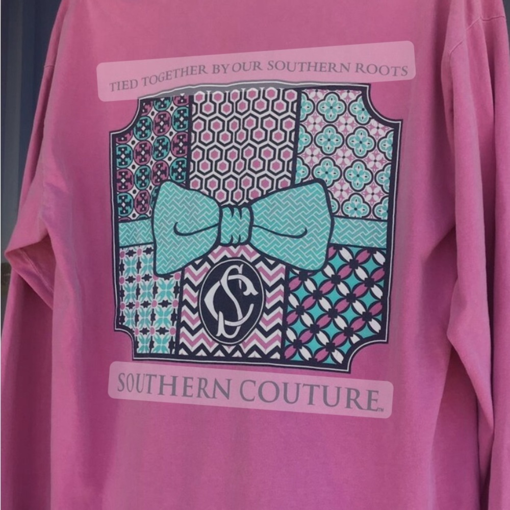 Southern Couture Tied Together By Our Southern Roots Pink tee